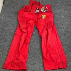 Bass Pro Shops Gore-Tex Rain Bibs Mens Red Waterproof Fishing Pants Suspenders